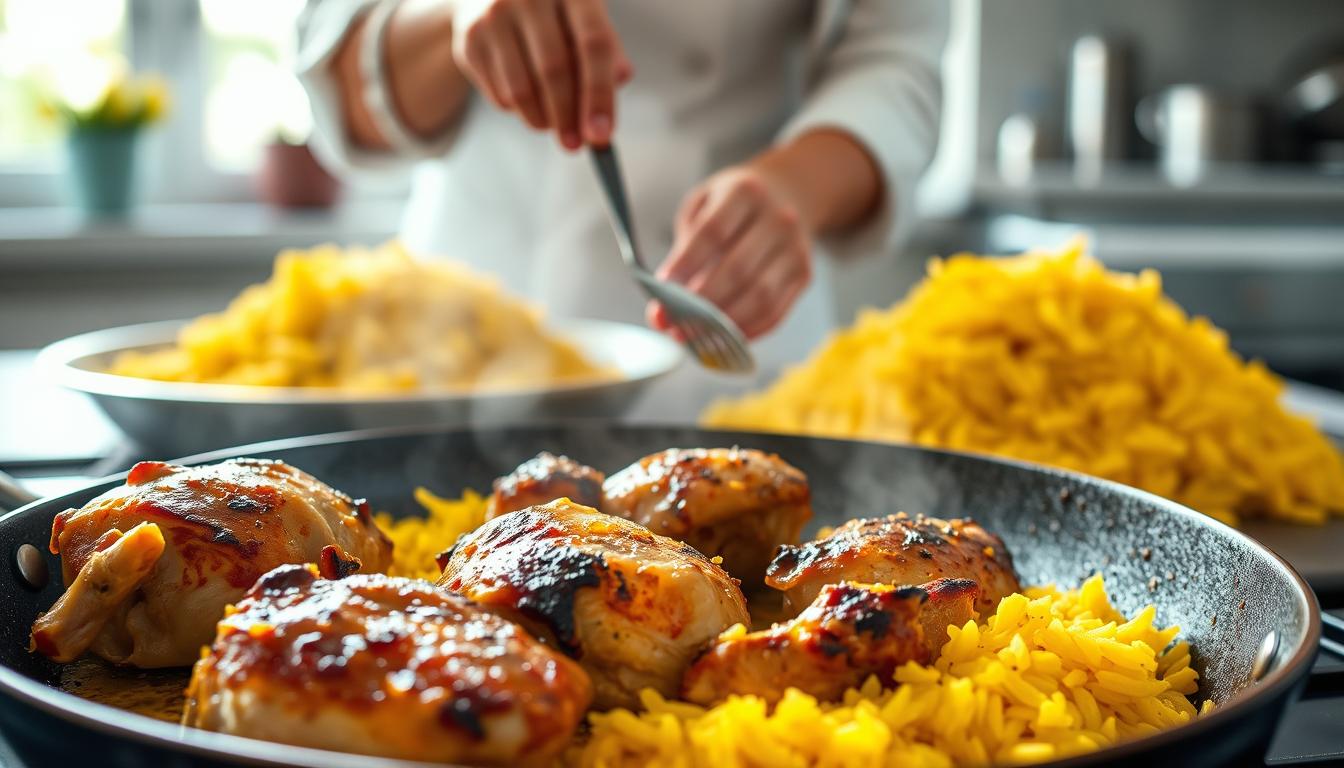 Chicken and Yellow Rice Cooking Process