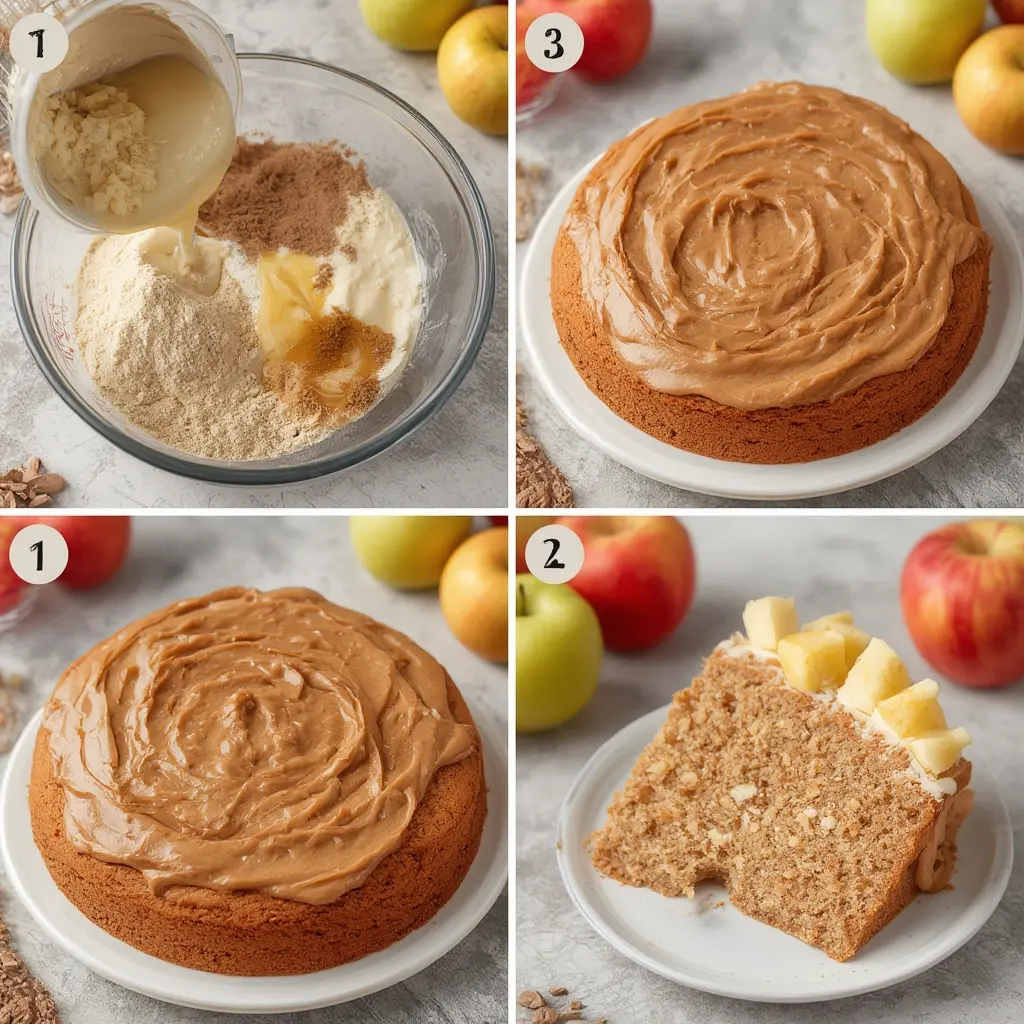 Delicious Cake Recipe Using Applesauce (No Mixer Needed!) 6 Pouring warm brown butter maple glaze over a spiced applesauce cake