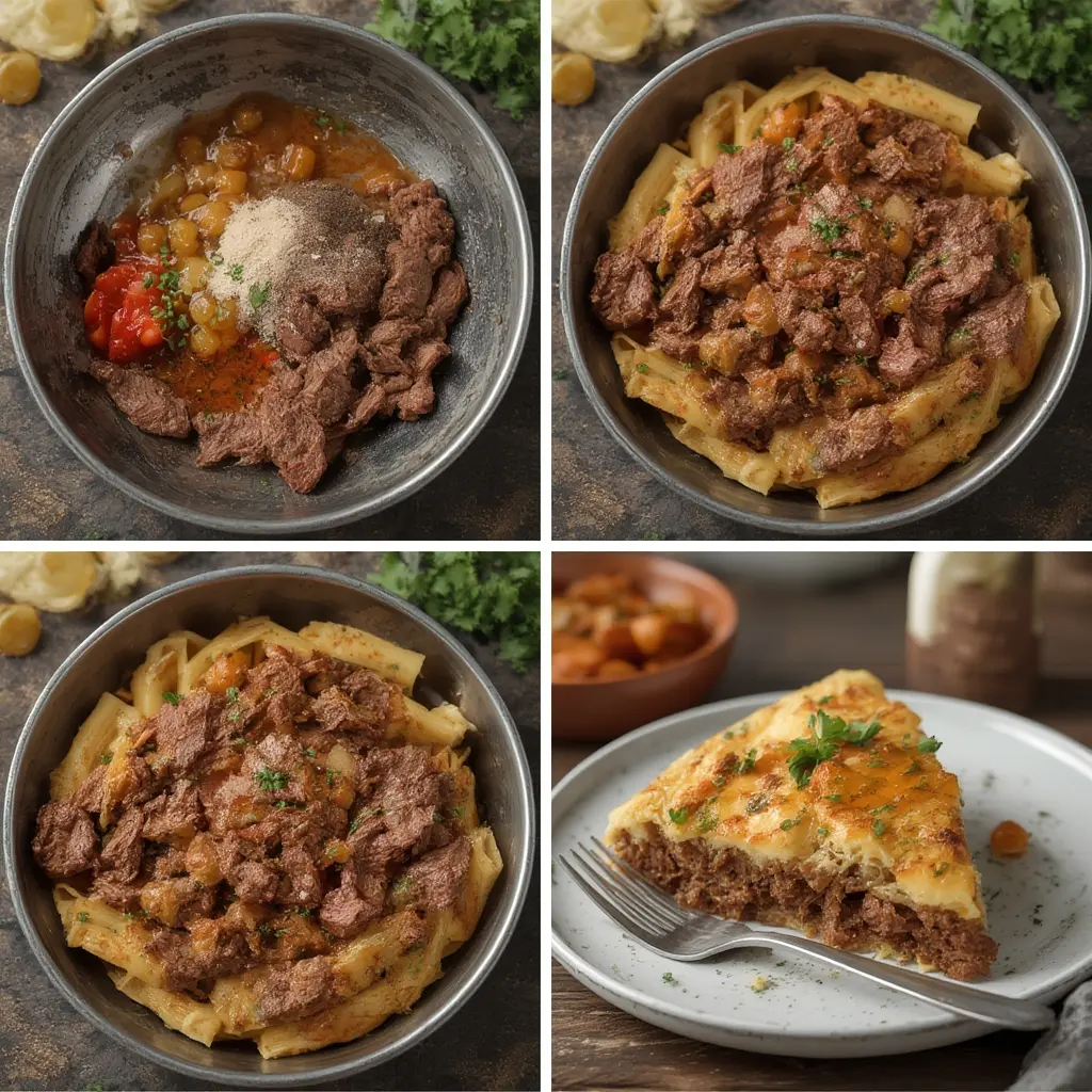 Searing steak in cast iron skillet for beef steak and pasta recipe
