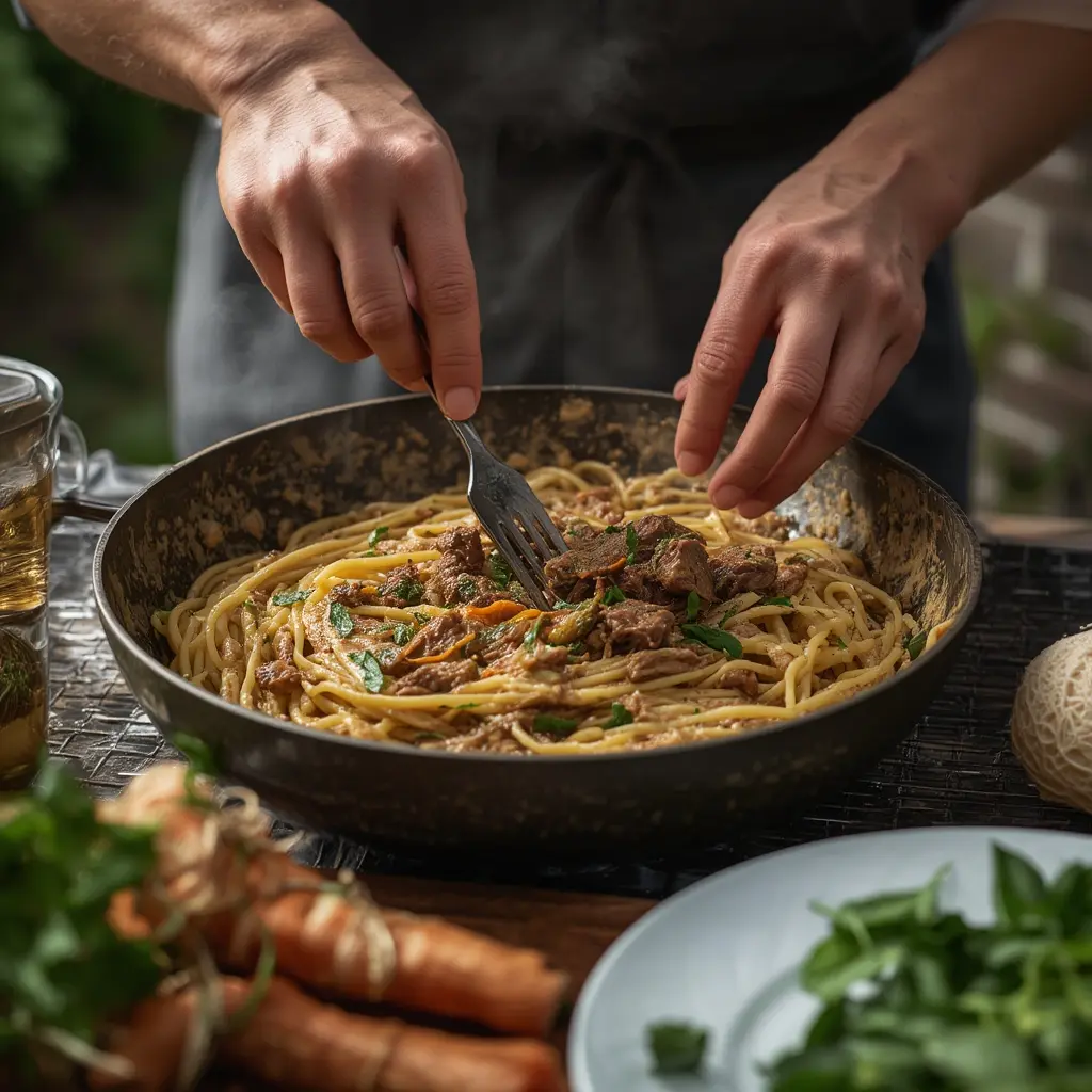 Creamy Steak Pasta Recipe You’ll Want to Make Again 7 Leftover creamy steak pasta stored in airtight container for meal prep