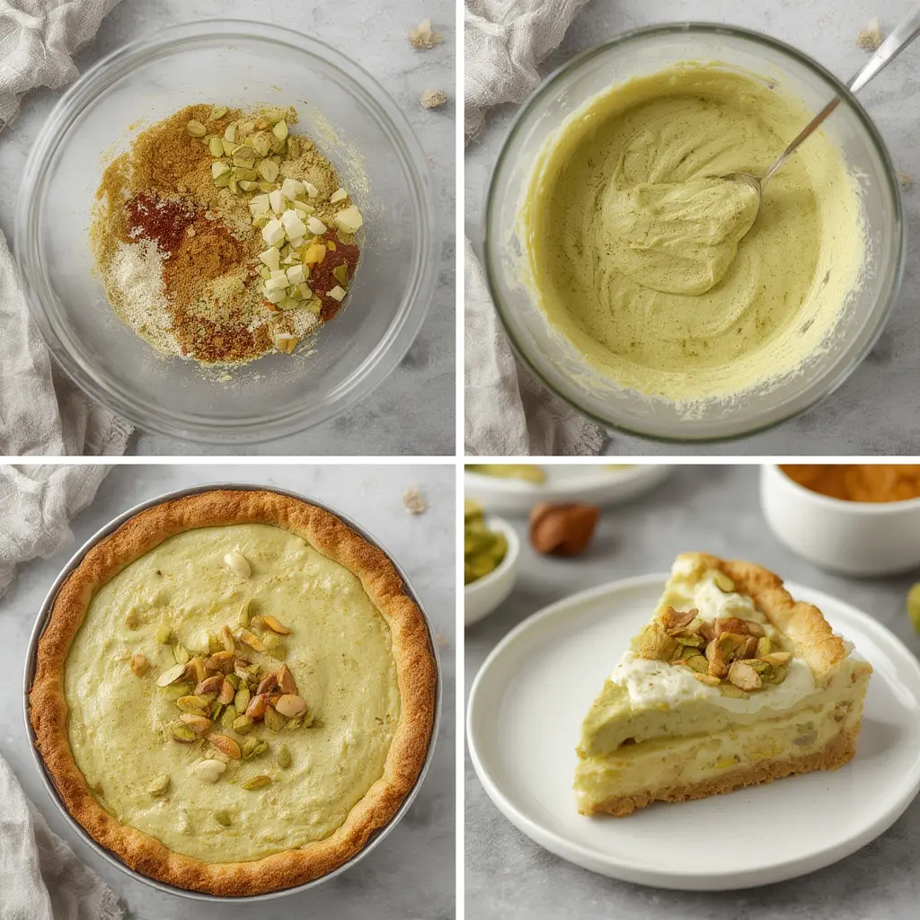 Step-by-step process of blending pistachios into smooth pistachio cream