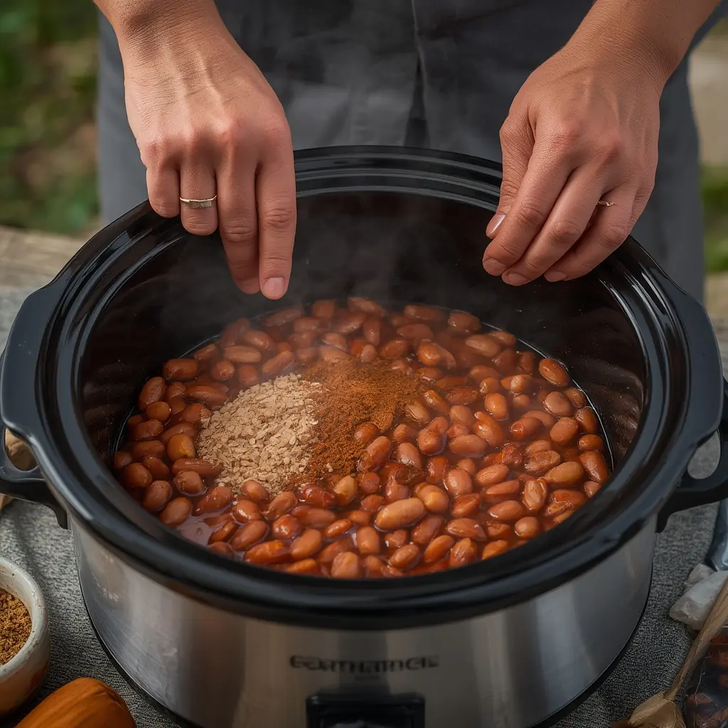 Properly stored slow cooker Great Northern beans in airtight containers