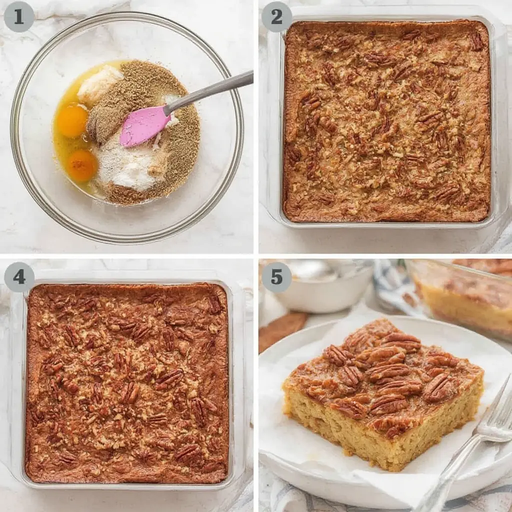 Simple and Delicious Easy Pecan Bars Recipe Guide 6 Step-by-step process of making pecan bars with shortbread crust and caramel pecan filling