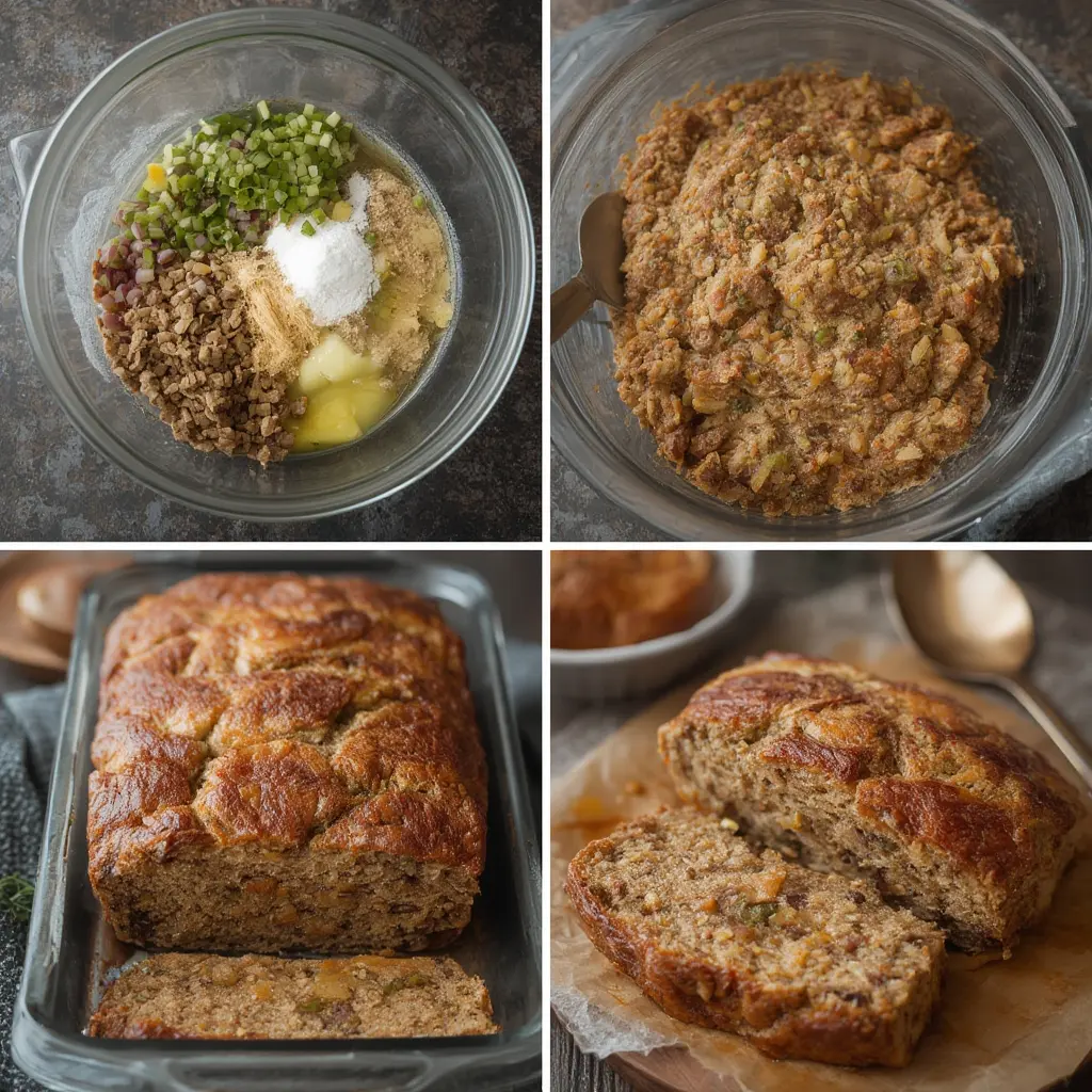 Step-by-step guide for Lipton onion soup mix meatloaf 6 Mixing ground beef with Lipton onion soup mix and fresh ingredients in a large bowl