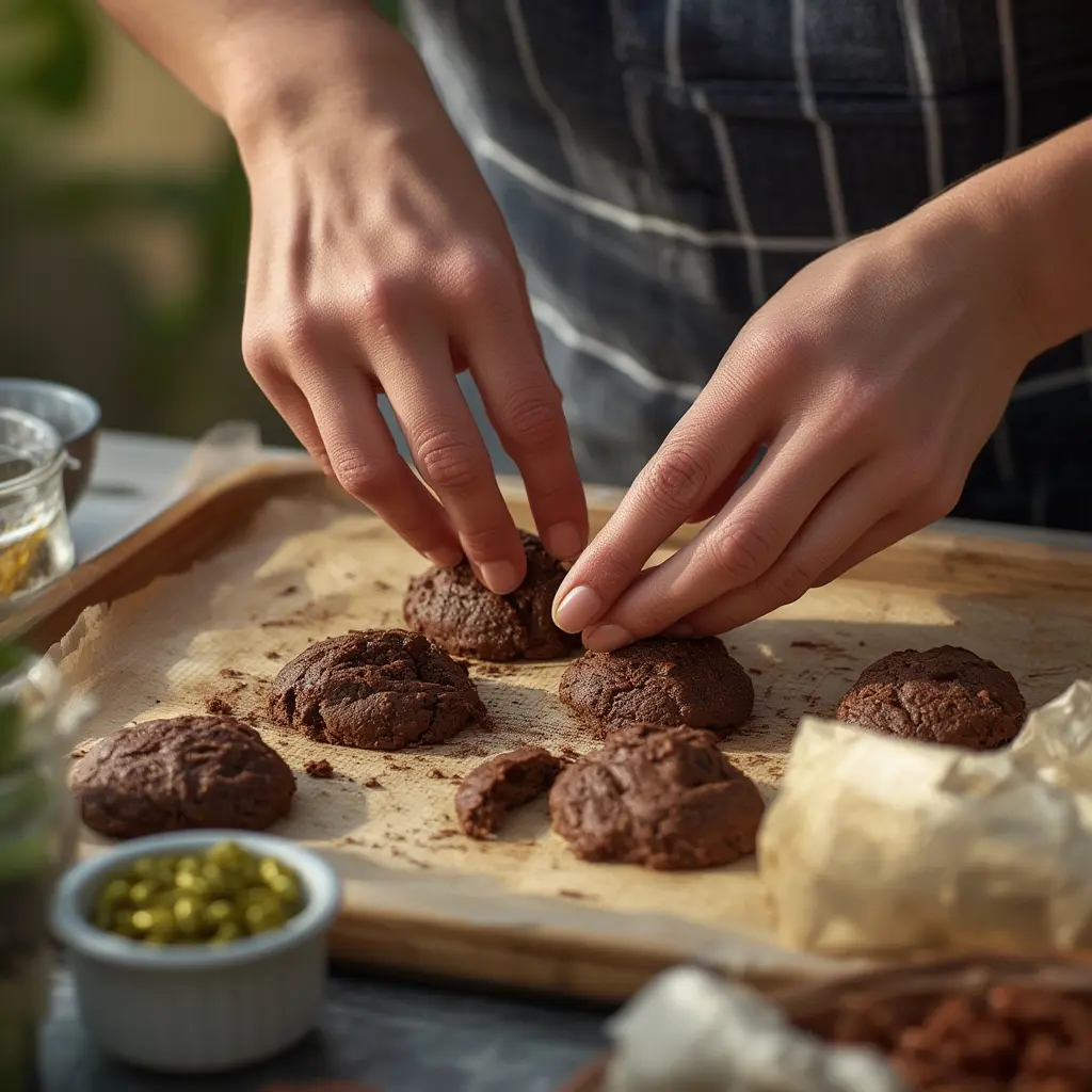 Freshly baked Nestle chocolate chip cookies stored in an airtight container with a slice of bread to maintain softness