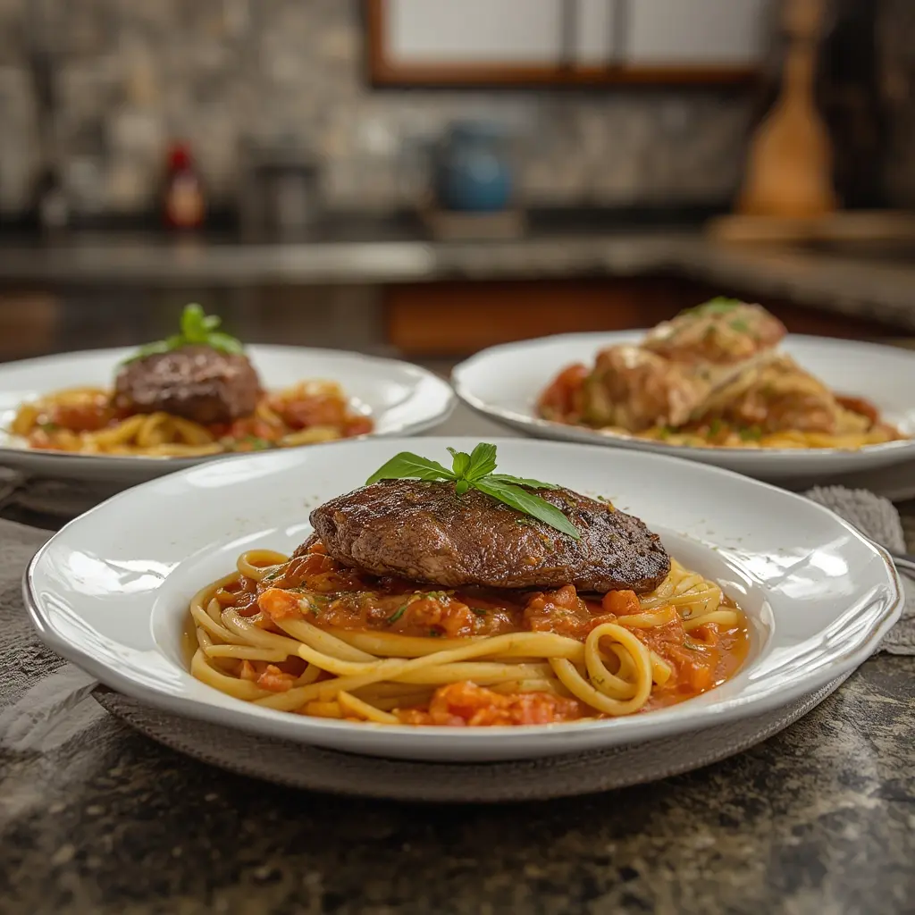 pasta dishes with steak