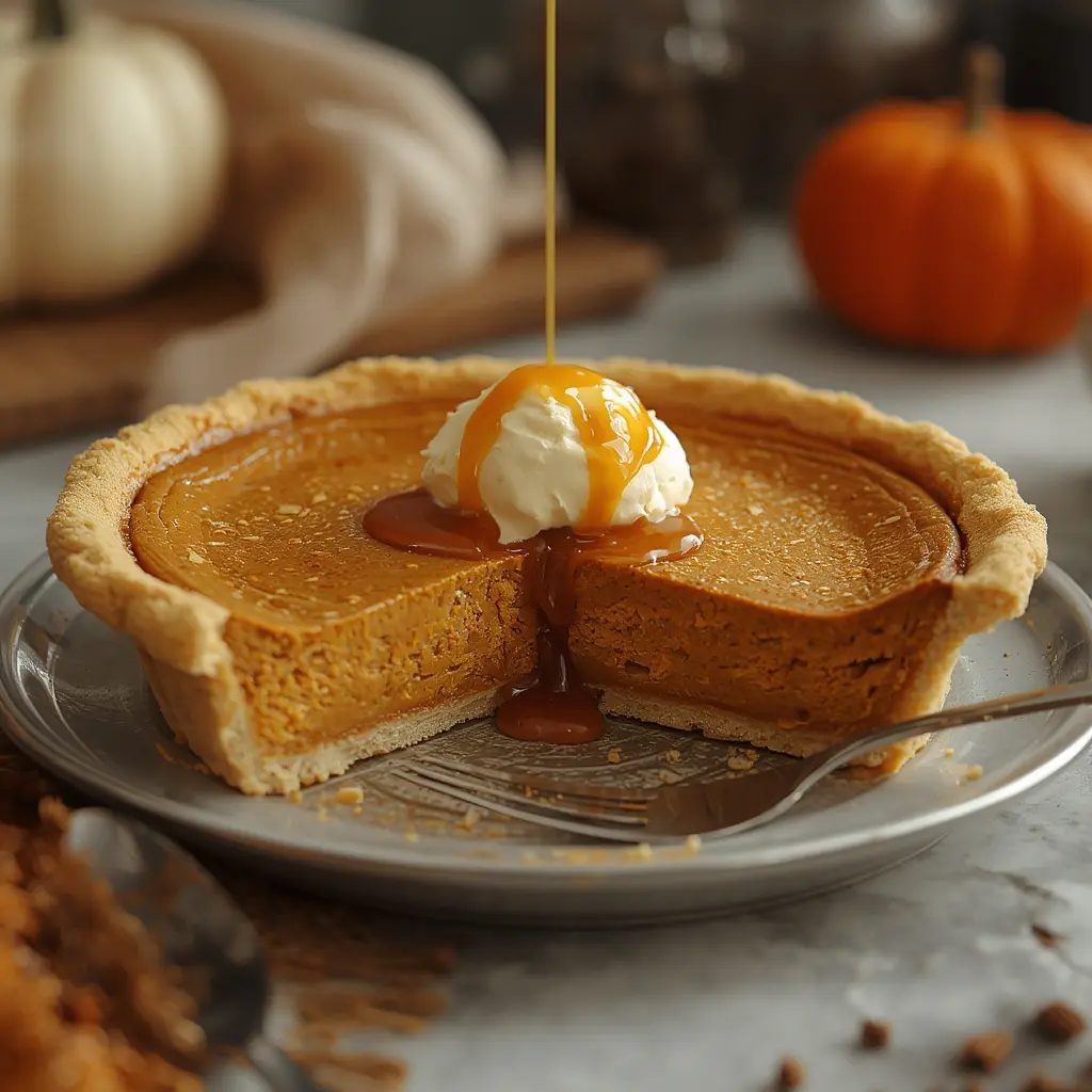 pumpkin pie with caramel