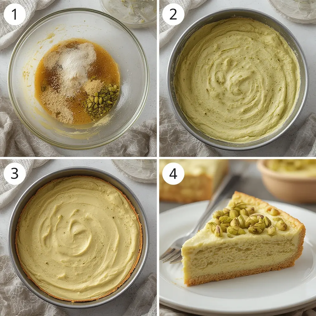 Blending raw pistachios into smooth pistachio cream in a food processor