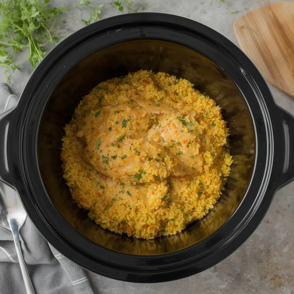 slow cooker chicken and yellow rice