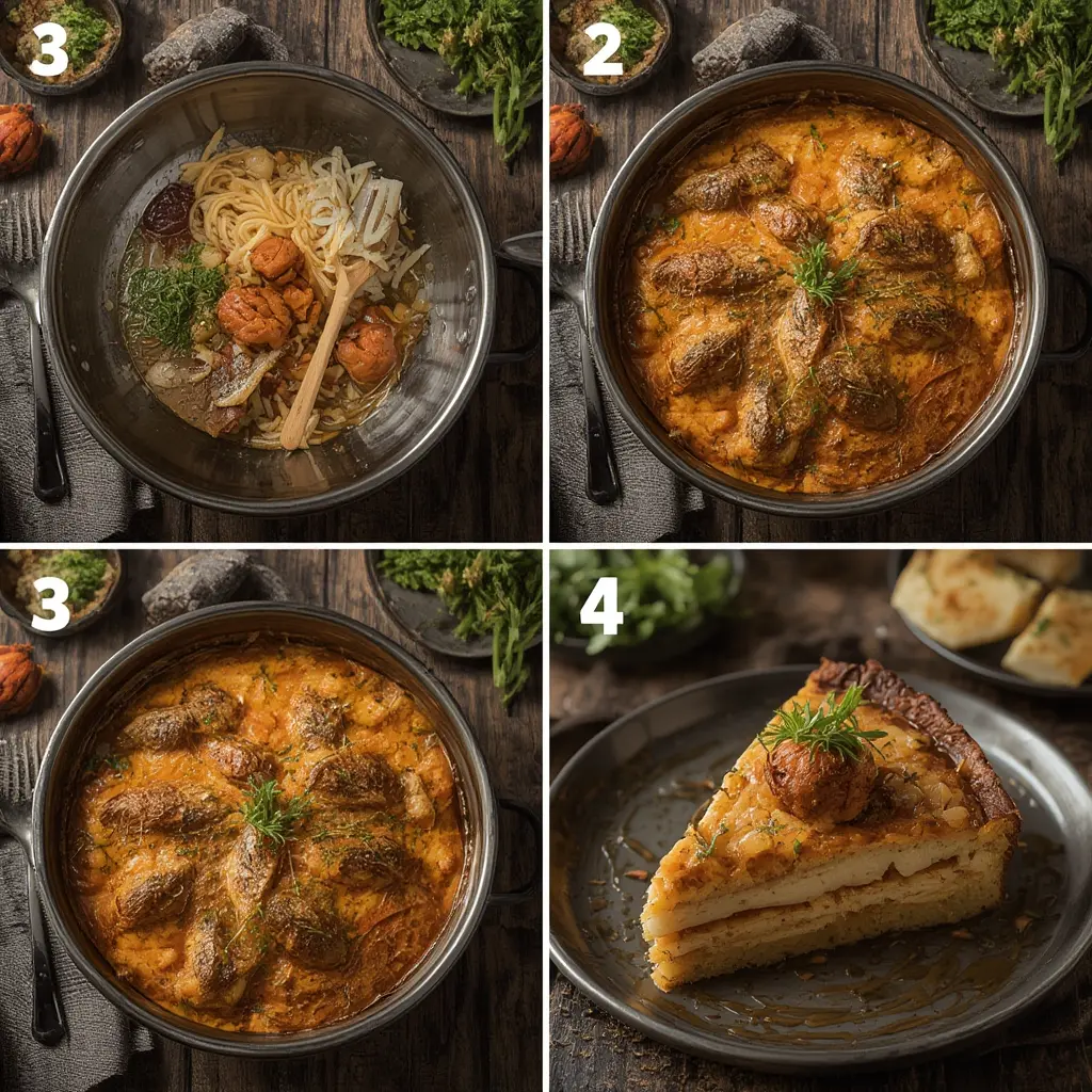 Grilling fish fillets over open flame before adding to swamp soup broth