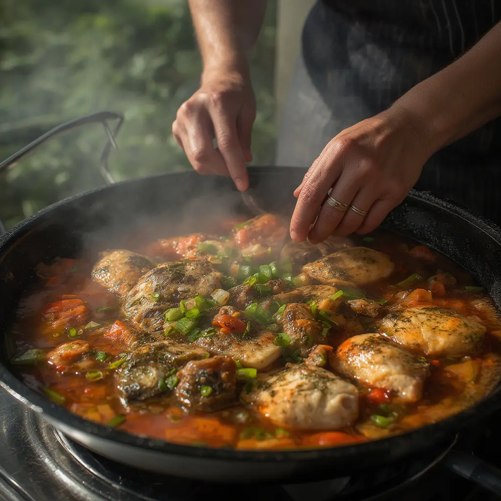 Swamp soup fish river grill stored in containers for meal prep and leftovers